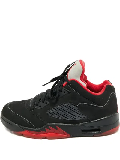 Pre-owned Jordan Air  5 Nubuck Leather Sneakers In Black