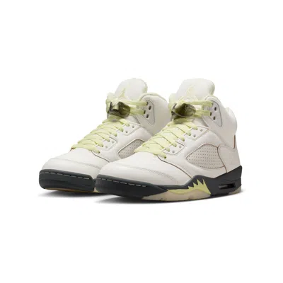 JORDAN AIR JORDAN 5 RETRO 'LUMINOUS GREEN AND SAIL' WOMEN'S SHOES
