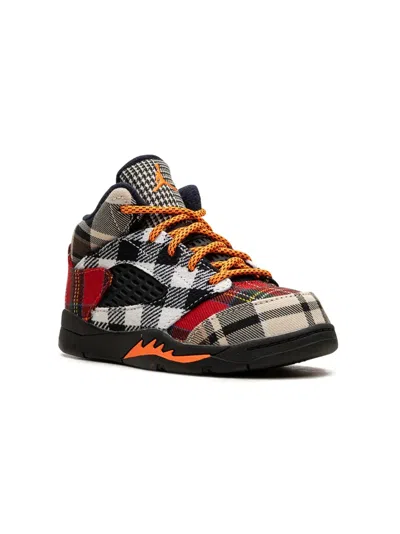 Jordan Babies' Air  5 Retro "plaid" Sneakers In Black