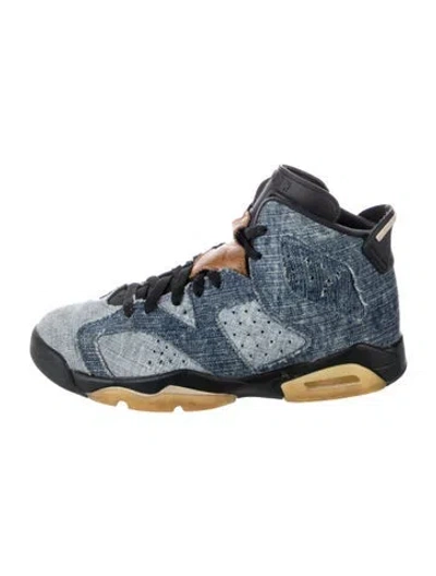 Pre-owned Jordan Air  6 Retro Gs "washed Denim" Wedge Sneakers In Multi