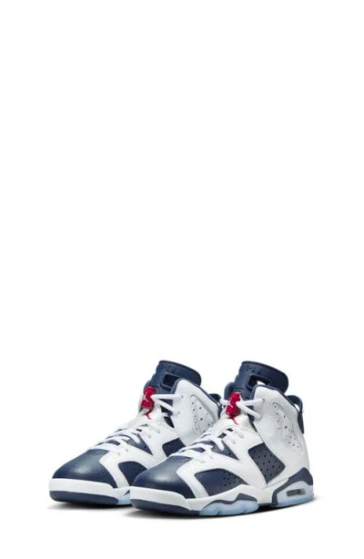 Jordan Kids' Air  6 Retro High Top Sneaker In White/varsity Red/navy