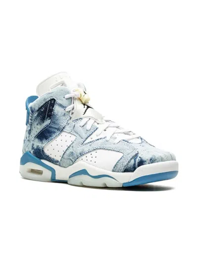 Jordan Kids' Air  6 Retro "washed Denim" Sneakers In White