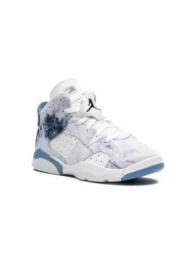 Jordan Kids' Air  6 Retro "washed Denim" Sneakers In White
