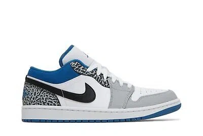Pre-owned Jordan Air  Air  1 Low Se 'true Blue' Dm1199-140 Men's Shoes In White/black/cement Grey/dark Marina Blue