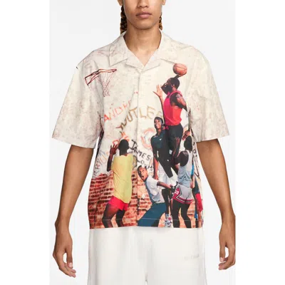 Jordan Air  Cotton Camp Shirt In Sail