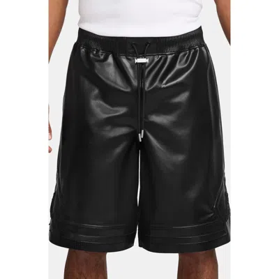 Jordan Air  Faux Leather Diamond Shorts In Brown