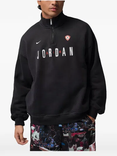 Jordan Flight Oversize Fleece Quarter Zip Pullover In Brown