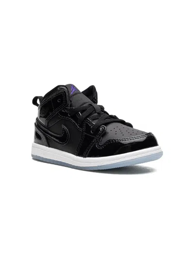 Jordan Babies' Air  Retro 1 Mid Se Td "space Jam" Sneakers In Black