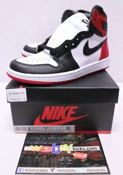 Pre-owned Jordan Air  Retro 1 Satin Black Toe Sneakers Women's Size 7 W Mens 5.5 Cd0461-016 In Red