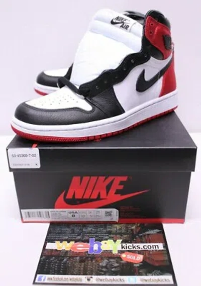 Pre-owned Jordan Air  Retro 1 Satin Black Toe Sneakers Women's Size 8 W Mens 6.5 Cd0461-016 In Red
