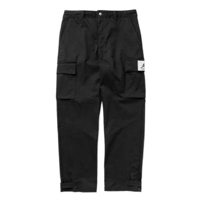 Jordan Air  Solid Color Label Cargo-style Sports Pants Men's Black