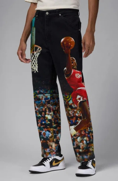 Jordan Men's Air  Printed Twill Pants In Black/black