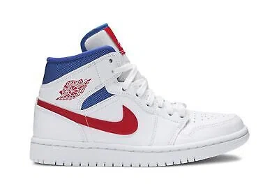 Pre-owned Jordan Air  Wmns Air  1 Mid 'usa' Bq6472-164 In White/university Red/game Royal