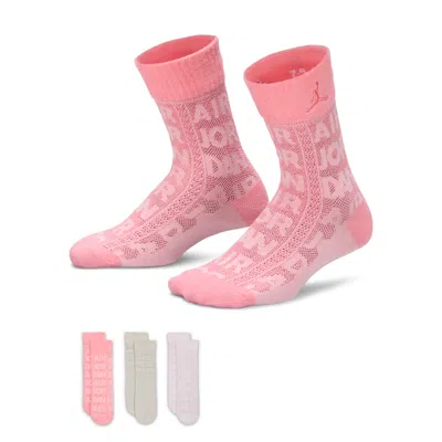Jordan Air  Kids' Mesh Micro Crew Socks (3 Pairs) In Pink