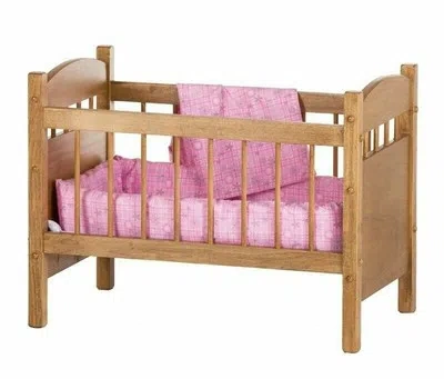 Pre-owned Jordan Amish-made Wooden Deluxe Doll Crib, Natural Harvest Finish By Amishtoybox.com