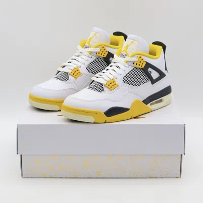 Pre-owned Jordan Aq9129-101 Nike Air  4 Retro Vivid Sulfur Coconut Milk Yellow (women's)