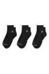 Jordan Assorted Pack Of 3 Everyday Ankle Socks In Black/white