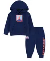 Jordan Baby Boys 2-piece Long-sleeves Essentials Baseline Hoodie And Pants Set In Blue
