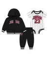 Jordan Baby Boys 3-piece Jersey Full-zip Hoodie, Bodysuit And Pants Set In Black