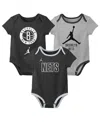 Jordan Baby Boys And Girls 3-piece Brooklyn Nets Statement Edition Bodysuit Set In Black