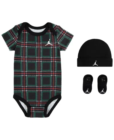 Jordan Baby Boys And Girls 3-piece Short-sleeve Bodysuit, Hat And Booties Gift Box Set In Multi