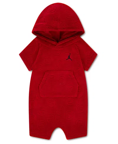 Jordan Baby Boys' Hooded Short-sleeve Romper In Red