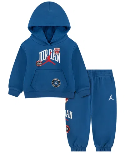 Jordan Baby Boys' Pullover Clutch Script Hoodie And Pants, 2-piece Set In Blue