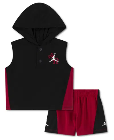 Jordan Baby Boys' Sleeveless Hoodie And Shorts, 2-piece Set In Black