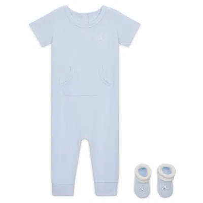 Jordan Baby Essential 2-piece Short Sleeve Coverall Set In Blue