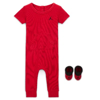 Jordan Baby Essential 2-piece Short Sleeve Coverall Set In Red