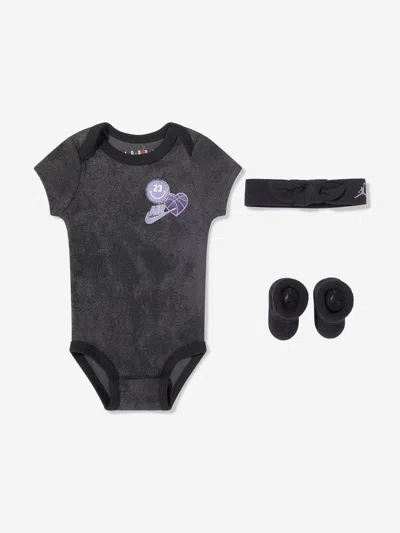Jordan Kids'  Baby Girls 3 Piece Bodysuit Set In Black