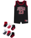 Jordan Baby Jumpman 23 Jersey Romper 6 Pack Core Jumpman Ankle Socks In Black