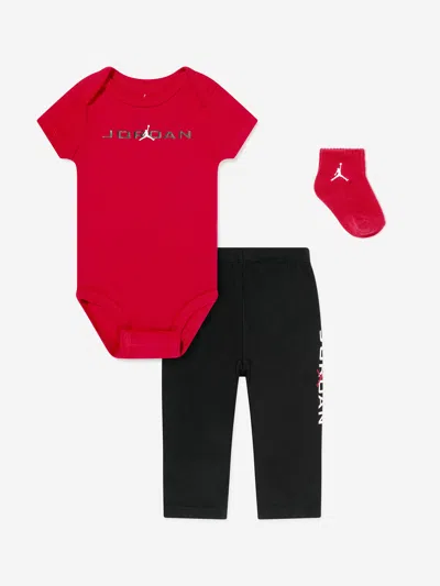 Jordan Baby Mj Baseline Bodysuit Set In Red
