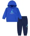 Jordan Baby Neutral Mj Baseline 2-piece Pullover Hoodie And Pants Set In Midnight Navy