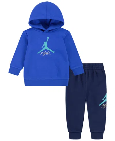 Jordan Kids' Baby Neutral Mj Baseline 2-piece Pullover Hoodie And Pants Set In Blue