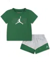 Jordan Baby Stacked Mixed T-shirt & Shorts, 2 Piece Set In Light Gray Heather