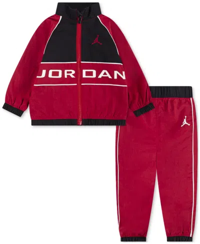 Jordan Baby Windbreaker Jacket & Pants, 2 Piece Set In Gym Red