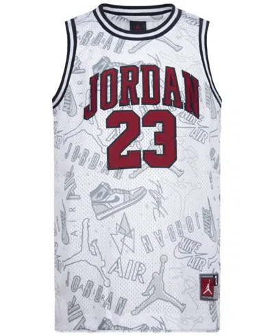 Jordan Kids' Big Boys 23 All-over Print Short Sleeve Jersey In White (gym Red)
