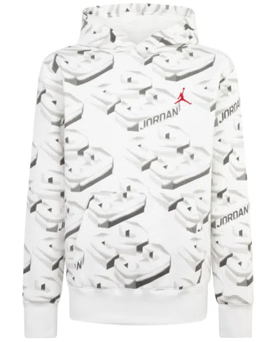 Jordan Kids' Big Boys 23 Fadeaway Fleece Hoodie In 001white