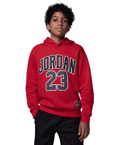 Jordan Kids' Big Boys 23 Fleece Pullover Hoodie In Gym Red