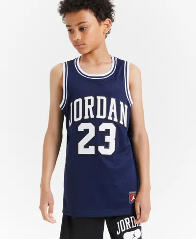 Jordan Big Boys 23 Jersey Sleeveless Tank Top In Midnight Navy