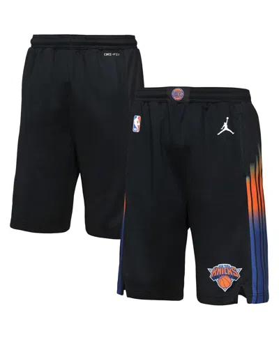 Jordan Big Boys And Girls Black New York Knicks Authentic Statement Edition Swingman Shorts