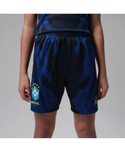 Jordan Kids' Big Boys And Girls Blue Brazil National Team Dri-fit Stadium Replica Shorts