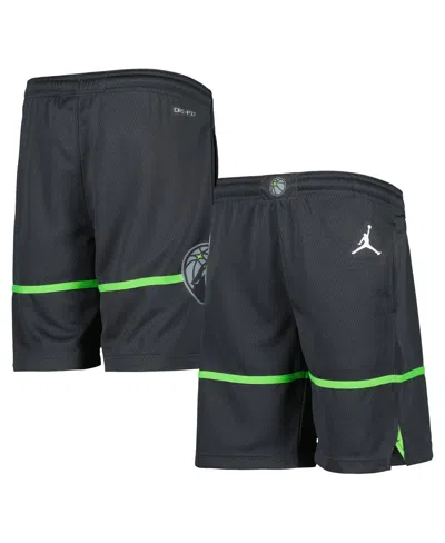 Jordan Kids' Big Boys And Girls Gray Minnesota Timberwolves Statement Edition Swingman Performance Shorts In Black