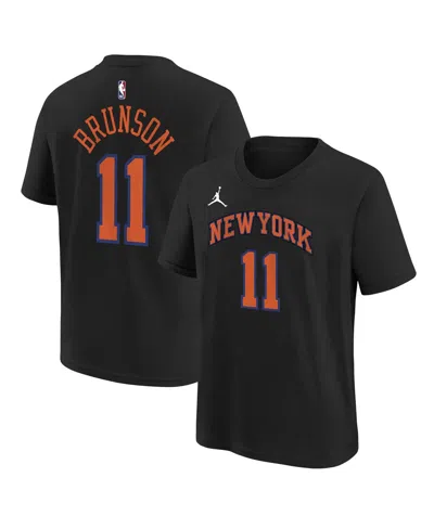 Jordan Kids' Big Boys And Girls Jalen Brunson Black New York Knicks Name Number T-shirt