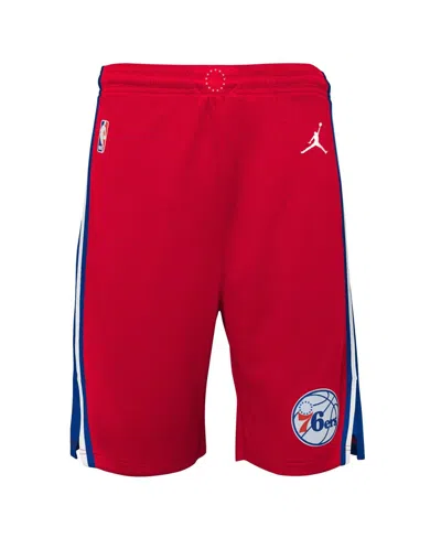 Jordan Kids' Big Boys And Girls  Brand Red Philadelphia 76ers Statement Edition Swingman Performance Shorts
