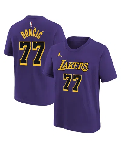 Jordan Kids' Big Boys And Girls Luka Doncic Purple Los Angeles Lakers Statement Edition Name Number T-shirt