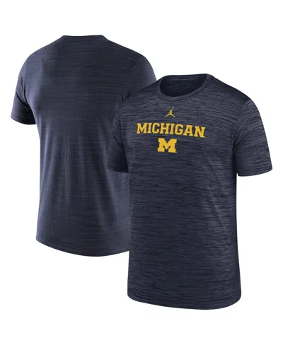 Jordan Kids' Big Boys And Girls Navy Michigan Wolverines Velocity Performance T-shirt In Blue
