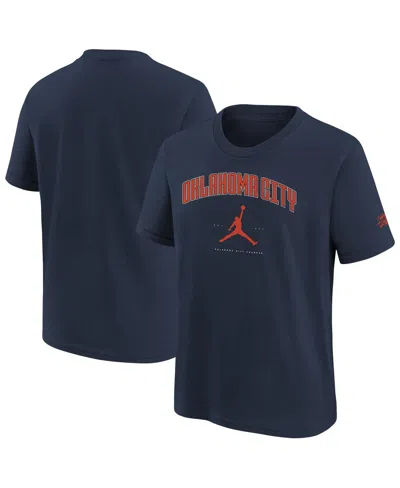 Jordan Kids' Big Boys And Girls Navy Oklahoma City Thunder Essential Cities T-shirt In Blue