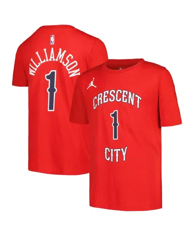 Jordan Kids' Big Boys And Girls Zion Williamson Red New Orleans Pelicans Name Number Statement T-shirt